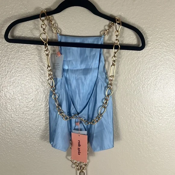 (SOLD) Cult Gaia Joey Chain Top Icy Blue - Picture 8 of 13